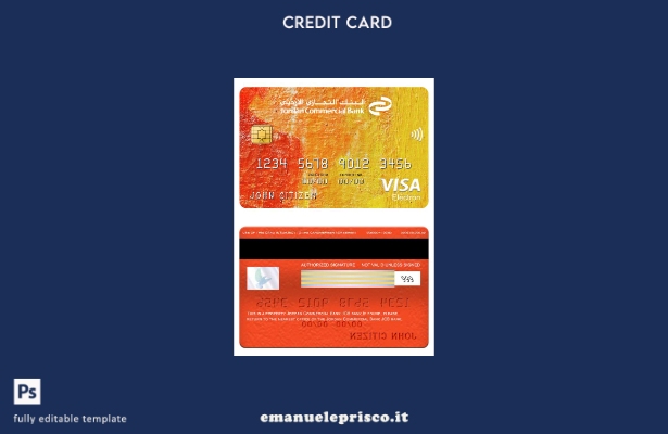 modello di carta elettronica visto bancario Jordan Commercial Bank JCB stile ver